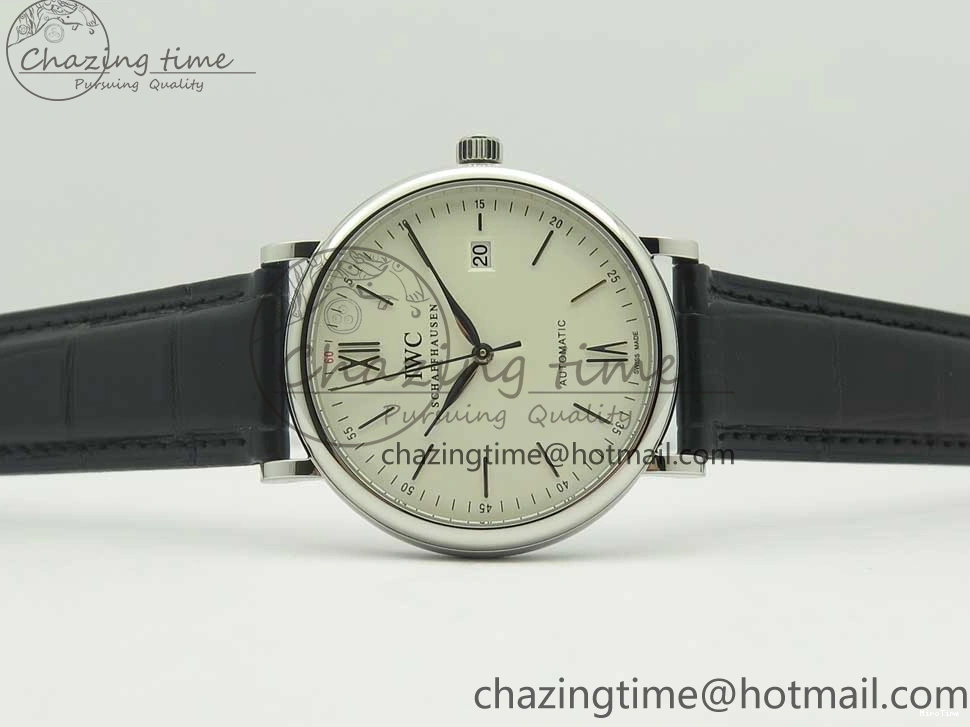 MIROTIME 0303 Supportive Portofino Automatic SS AF 1:1 Best Edition White Dial on Black Croco Leather Strap A 7184